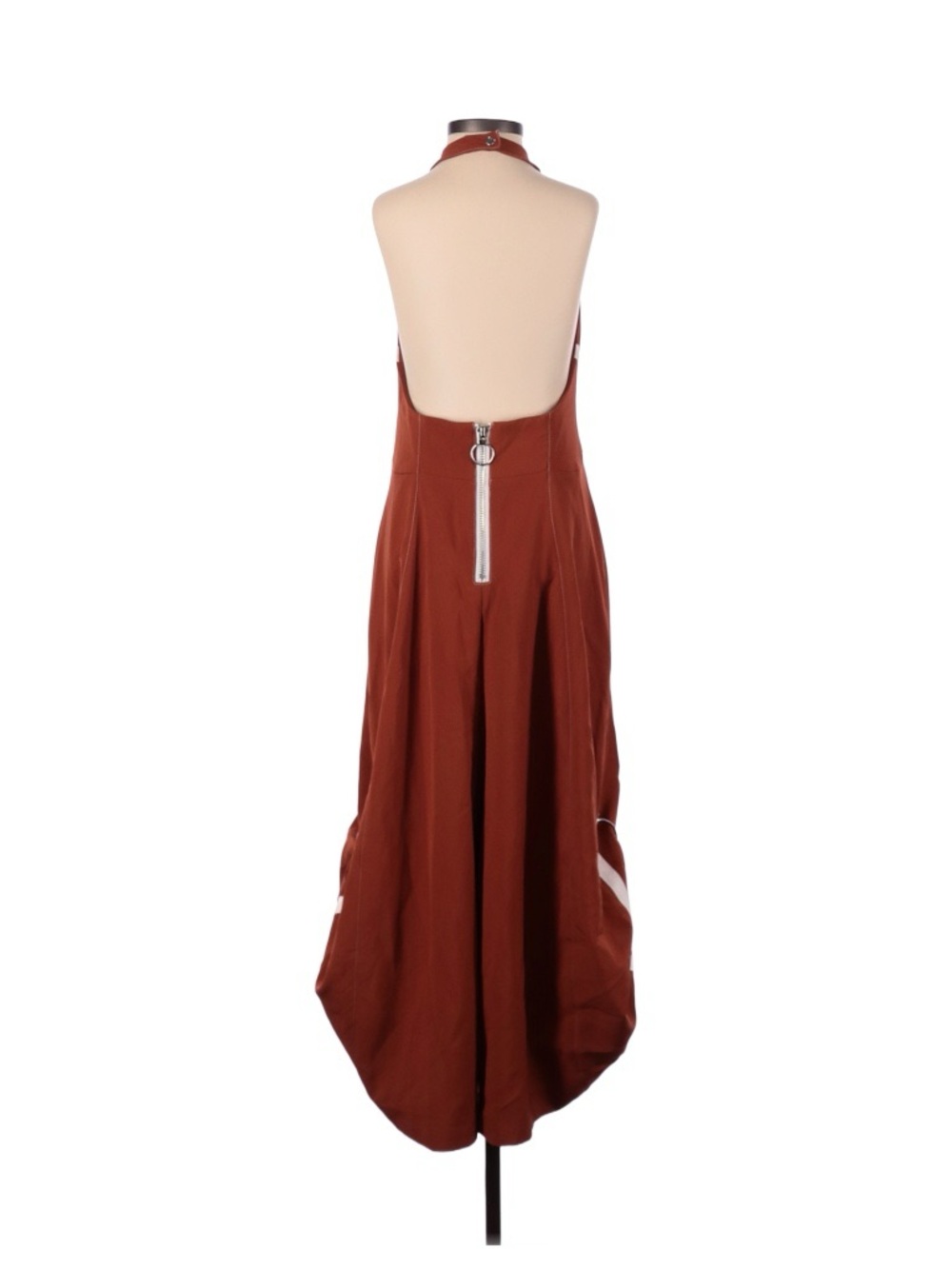 Rust Halter Maxi Pant Jumpsuit with Pink Crescent Detail - Picture 2 of 10